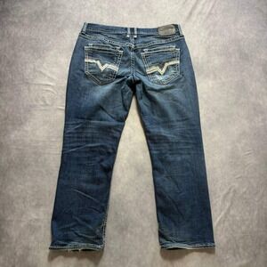 Salvage Anarchy Straight Relaxed Fit Jeans Buckle Exclusive Blue Distressed 34R